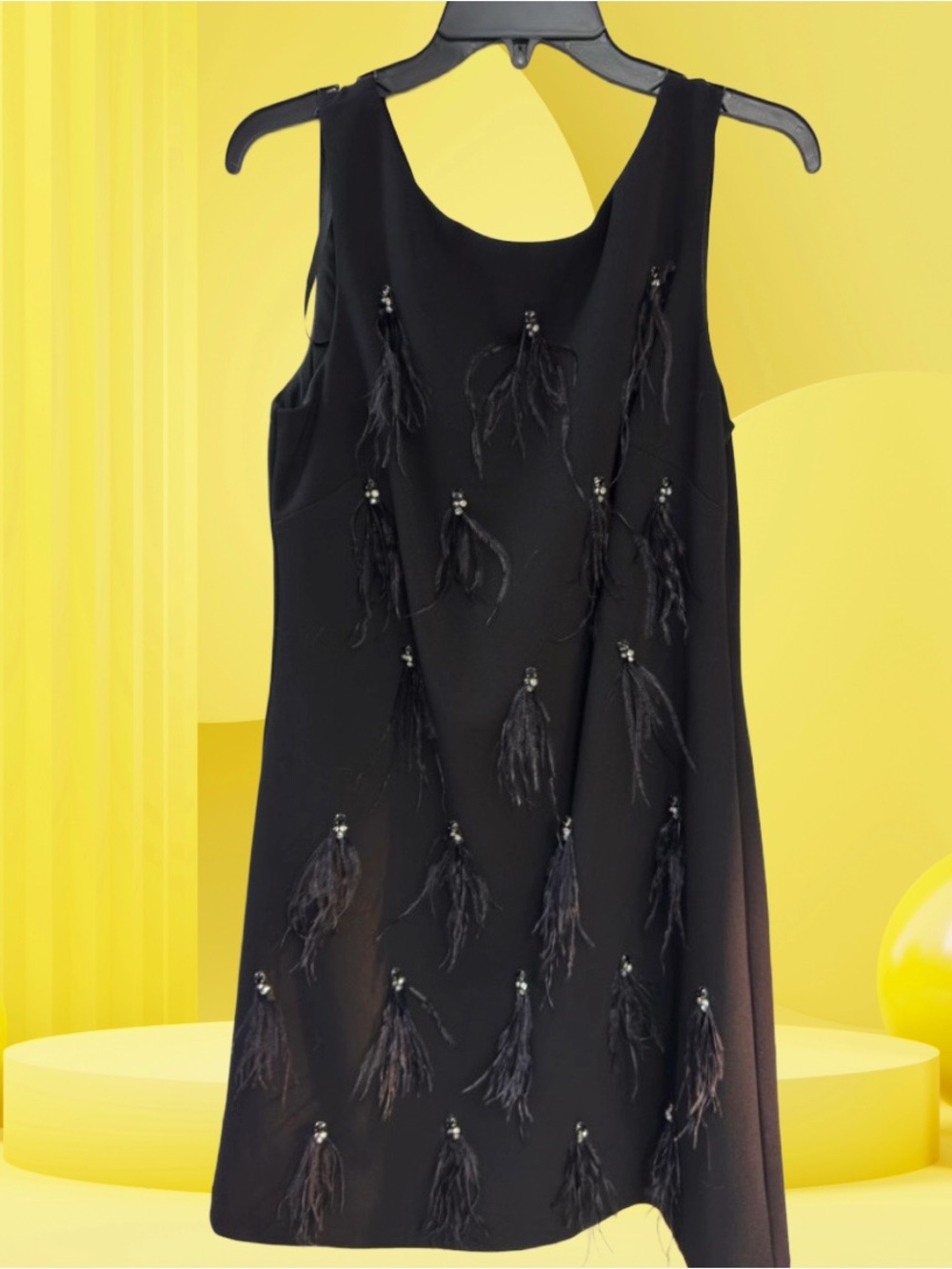 Harper Rose Jeweled Embellished Feather Black Dress